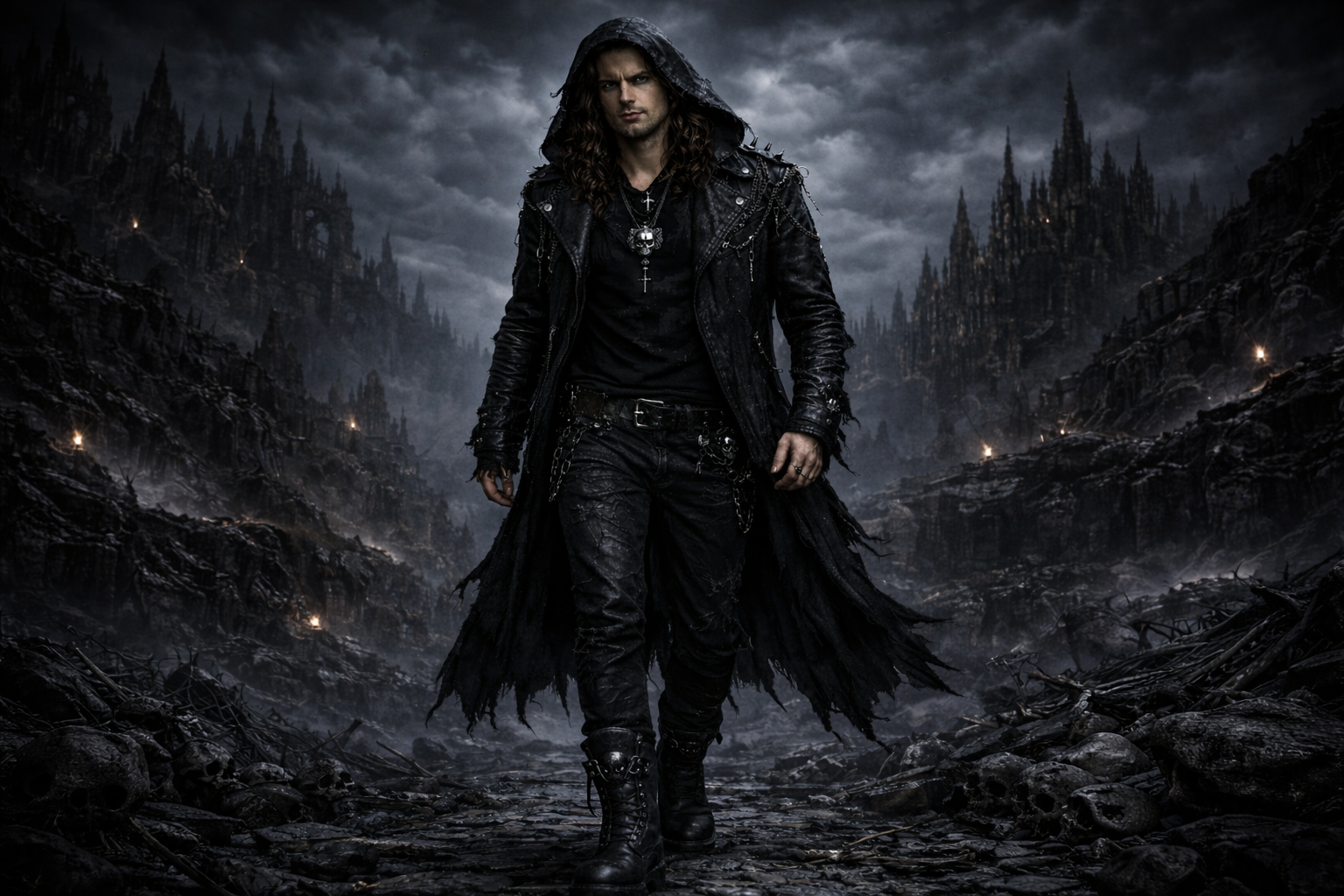 Normand Told solitario in un paesaggio gotico e oscuro