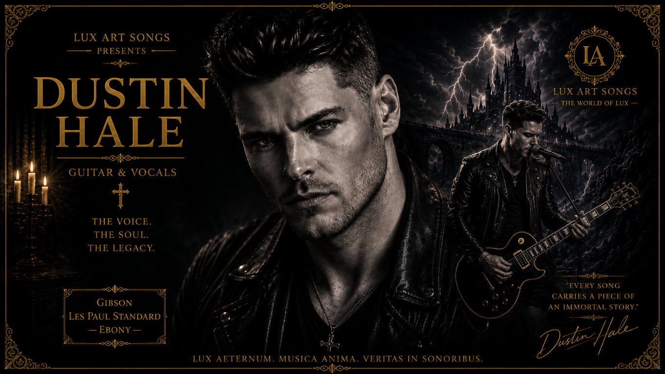 Dustin Hale guitarist and vocalist of Lux Art Songs gothic cinematic portrait by Lux Art Pictures