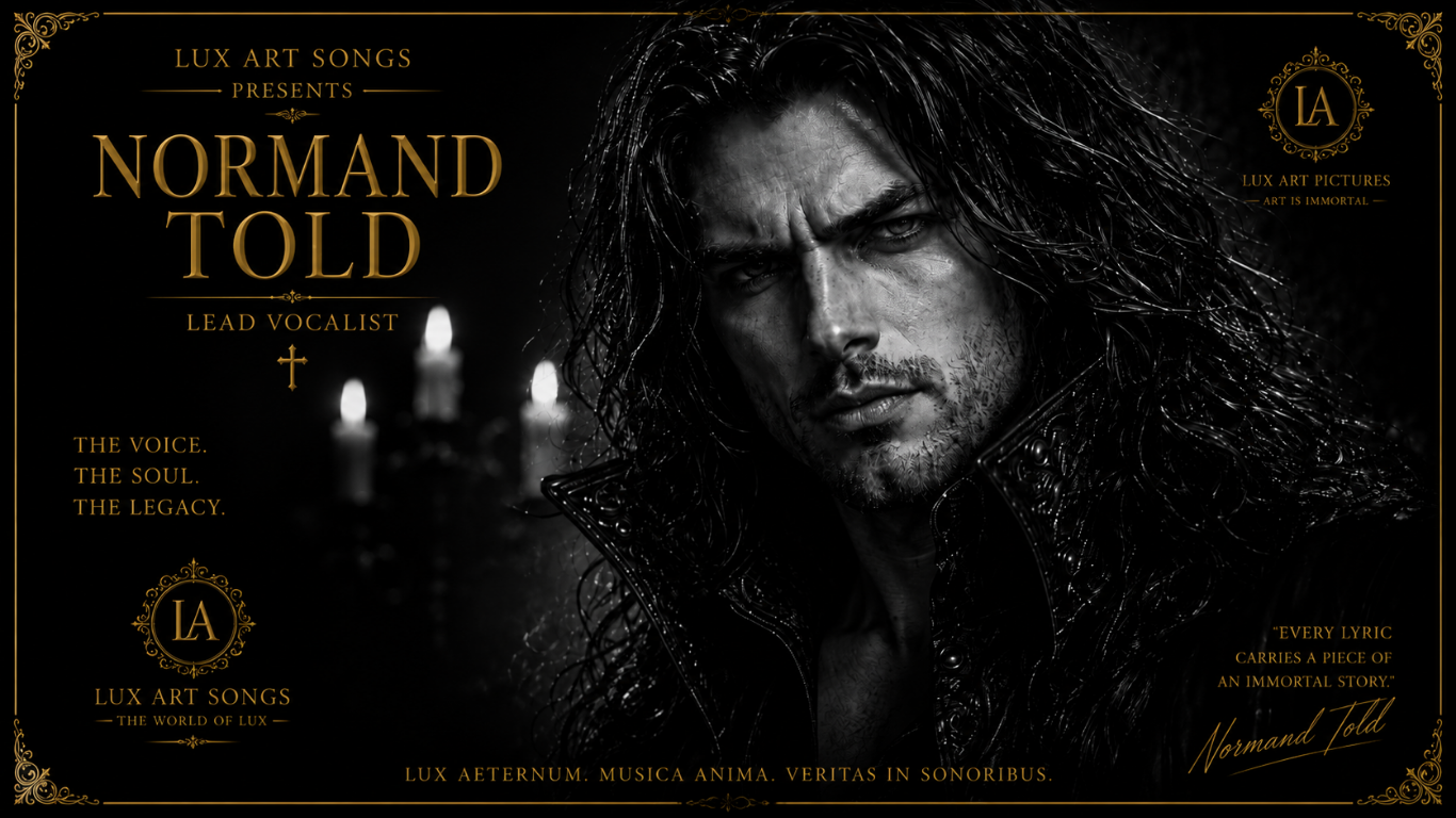 Normand Told lead vocalist of Lux Art Songs gothic cinematic portrait by Lux Art Pictures
