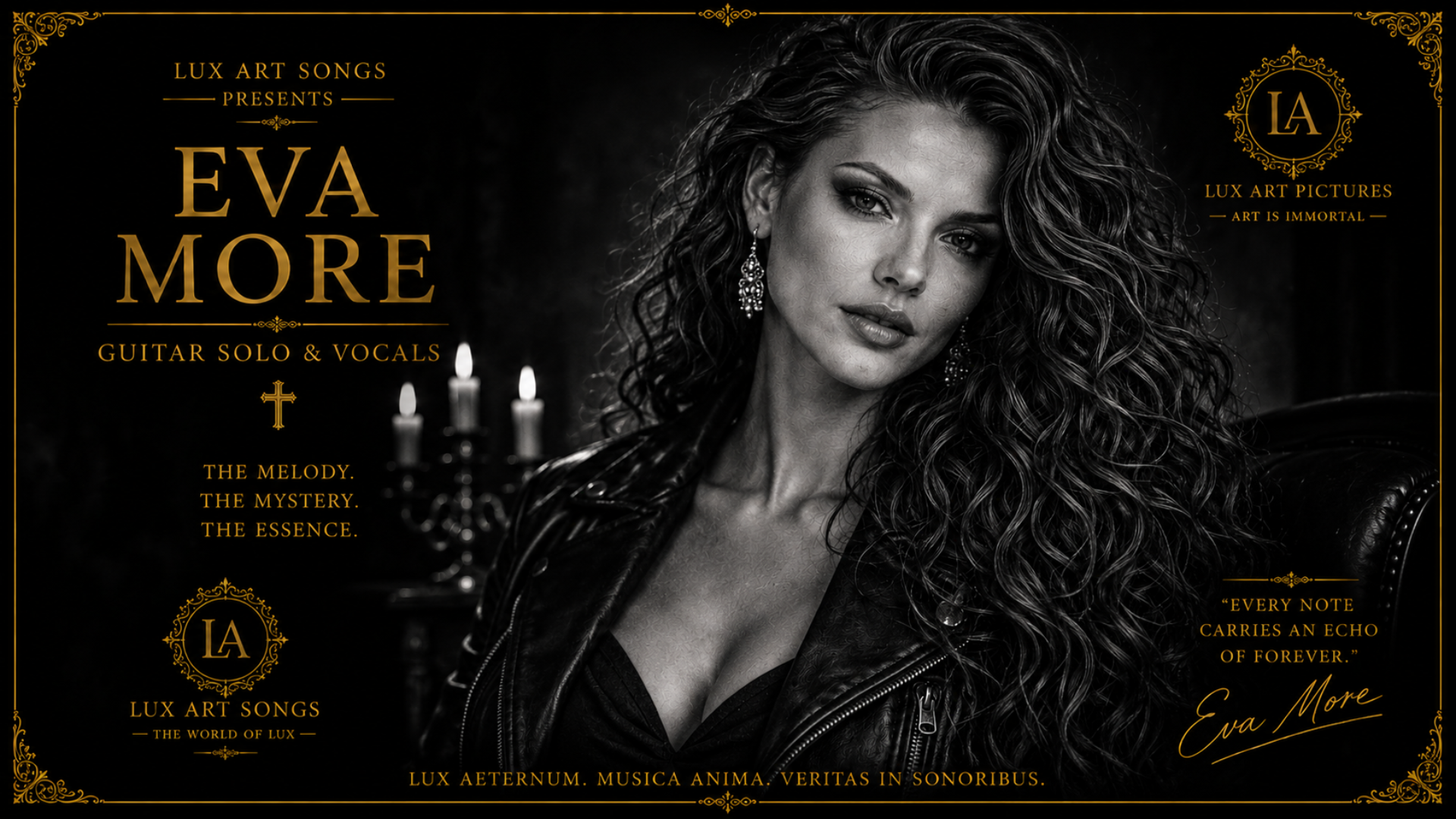 Eva More guitar solo and vocals of Lux Art Songs gothic cinematic portrait by Lux Art Pictures